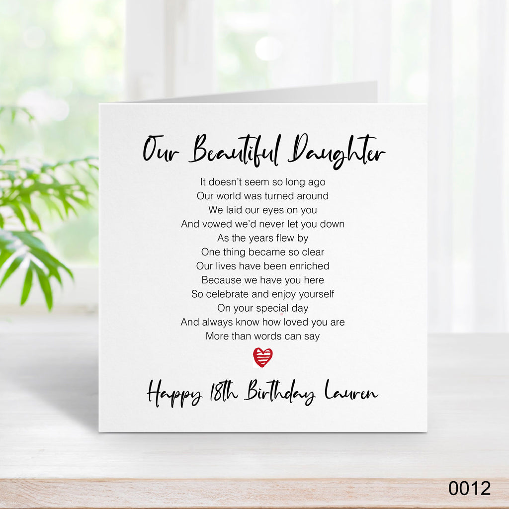 More than words - Our Daughter - 18th Birthday